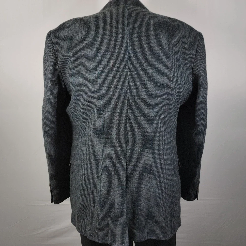 VTG Evan Picone Men's Tweed Sport Coat Blazer‎ Two Button Navy Plaid Wool Sz 44L
